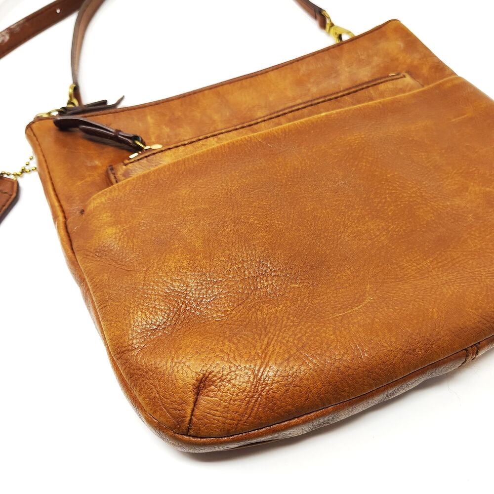Fossil Crossbody Tan Leather Purse Bag Minimalist Chic Boho Western - Picture 4 of 14